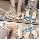 MQTIME  -  women's pumps and heels Lolita heels y2k accessories blue yellow bow elegant shoes for women wedding heel bridal shoes party