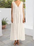 MQTIME  -  Elegant Maxi Dress for Women Stylish Floral Print Ruffle Sleeveless Flowy Boho Dress Perfect for Summer Beach Party or Date