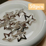 Mqtime 2/50Pcs Y2K Silver Star Hair Clips for Girls Filigree Star Metal Snap Clip Hairpins Barrettes Hair Jewelry Nickle Free Bobby Pin