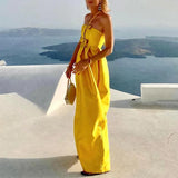 MQTIME  -  New Spring Summer Solid Pleated Dresses Women Sexy Hollow Halter Knot Long Party Dress Lady Sleeveless Backless Sling Maxi Dress