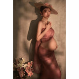 MQTIME  -  Women Maternity Dress for Photography Retro Elegant Tank Top with Cloth 2pcs Pregancy Clothes for Studio Photo Shoot Clothing