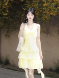 MQTIME  -  Mini Dresses Women Elegant Irregular Sleeveless Halter Ruffles Bandage Backless Sweet Fashion Party Dress Female Casual