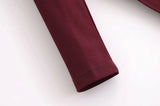 MQTIME  -  Asymmetric Long Sleeve Top Women 2025 New Spring Casual Slim Shirts Blouse Female Off Shoulder Burgundy Shirts & Blouses Tops