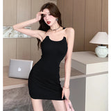 MQTIME  -  2024 Summer New Pure Desire Spicy Girl Hides Shoulder Straps, Waist Wrap, Solid Color Dress, Waist Wrap Small Short Skirt Y2K