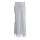 MQTIME  -  Splicing Lace Satin Skirt Women's New High-waisted Casual Versatile Hip Skirt