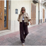MQTIME  -  Khaki Color Short Cape Style Jackets Women Casual Solid Lapel Full Sleeves Single Breasted Coats Lady Daily Street Outwear New