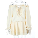  MQTIME  -  Off Shoulder Ruffles Patchwork Strapless Bodycon Mini Dress Women's Solid Sexy Outfit Party Clubwear Sexy Club Dresses