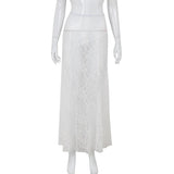 MQTIME  -  Fashionable Women's Wear Street Lace Perspective A-line Large Swing Slimming Style Medium length Skirt