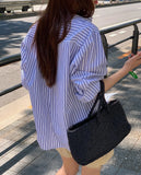 MQTIME  -  Korean Sle Women's Long Sve irt Inner Wear Base Layer Stripe Overlap Spring Autumn New Arrival Commute Top