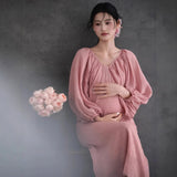 MQTIME  -   Pregnant Women Photo Shoot Dress Pink Maternity Gown for Studio Photography Sweet Outfits for Mothers Maternity Clothing