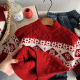 MQTIME  -  Kids Baby Boys Sweater New Winter Chinese Style Thicken Warm Toddler Boys Knitwear Round Neck Infant Boys Pullovers