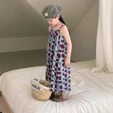 MQTIME  -  Summer Baby Girl Sling Dress Cotton Korean Sleeveless Toddler Girl Vestido Loose Thin Rose Printed Children Girl Slip Dress