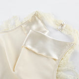 MQTIME  -  Elegant Neck-Mounted Lace Splicing Skirt Set Women Loose Backless Sexy Top Slim Short Skirt Summer Banquet Fashion Suit