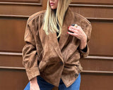 MQTIME  -  Vintage Maillard Slim Suede Long Sleeve Jacket Short Jacket Fall-Winter 2025 New Women's