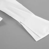  MQTIME  -  Y2k Solid Lace-up Slim-waist Turn Down Collar Long Sleeve Temperament All Match  Women Shirt