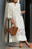  MQTIME  -  European and American cross-border new Amazon independent station casual loose lace V-neck dress cw21379