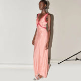 MQTIME  -  Deep V Neck Dress For Women's Sleeveless High Waist Long Dresses Street Casual Party Elegant Sexy Evening Dress Female