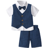 MQTIME  -  Boys Clothes Set Kids Formal Wedding Dress Suit Toddler Suit Church Photoshoot Funeral Ring Bearer Outfit Shorts Set Tuxedo