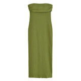  MQTIME  -  Fashion Slip Long Dress For Women Strapless Sleeveless Waist Cinching A-line Robe Summer Elegant Lady Evening Party Dresses