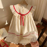 MQTIME  -  Summer Kid Girl Sleeveless Dress Round Neck Lace Cute And Sweet Buttful-knot Princess Dress Baby Girl Cool Dress Clothes
