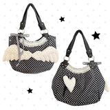  MQTIME  -  Y2K Reversible Angel Wing Polka Dot Tote Bag Baddie Girls Edgy Cute Sweet Shoulder Bag, Women Large Lightweight Canvas Handbag