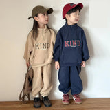  MQTIME  -  Winter New Children Plus Velvet Thick Clothes Set Boys Girls Fleece Letter Sweatshirt + Pants 2pcs Suit Kids Sports Outfits