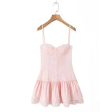 MQTIME  -  New Summer Dresses Woman Flower Embroidered Suspender Party Dress Backless Slim Elegant Vestidos Solid Color Sexy Trendy