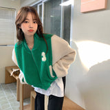 MQTIME  -  Autumn Winter New Baseball Jackets Fashion Stand Collar Long Sleeve Short Zipper Cardigan Coat Retro Contrast Color Outerwear