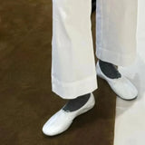 MQTIME  -  Women Sheepskin Ballet Flat Shoes Slip‑On Round Toe Loafers Grandmother Shoes Modern Minimalist Breathable Daily Ladies Footwear