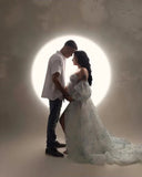 MQTIME  -  Floral Bridal Maternity Dresses With Sleeve Sexy Slit Puffy Custom Made Women Flower Pattern A Line Party Dresses Pregnant Gown