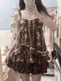 MQTIME  -  Summer Women's Casual Dresses Bow Lace Floral High Waist Fake Two-piece Dresses New Chic Vintage Daily Party Female Clothes