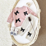 MQTIME  -  New Spring Baby Clothes Set Cute Infant Girls Cartoon Bow Hoodie Suit Toddler Loose Outfit 2PCS