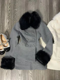MQTIME  -  Fashion Fur Patchwork Long Sleeved Woolen Coat Women+ High Waist Slim Fit Bodycon Skirts  Autumn New Two Piece Sets