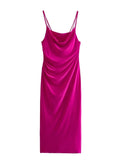 MQTIME  - NEW Summer Women Spaghetti Strap Solid Color Lace-up Decoration Backless Vintage Sexy Streewear Dresses