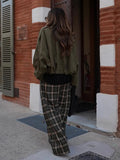  MQTIME  -  Fashion Grid Printed Long Pants For Women Elegant High Waist Wide Leg Trousers 2026 Spring New Street Lady Casual Baggy Pants