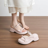 MQTIME  -  Summer Women Platform Sandals Bowknot Wedge Heel Open Toe Ankle Strap Patent Leather Shoes for Ladies Casual Beach Holiday