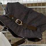  MQTIME  -  Retro Belt Buckle Polka Dot Tote Bag Large Capacity Pleated Handbag, Versatile Shoulder Crossbody Bag For Women Students Commute