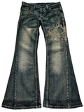 MQTIME  -  New Y2k Retro Flared Jeans Women Harajuku Gothic Embroidery Denim Pants Vintage Punk Baggy Street Grunge Washed Trousers