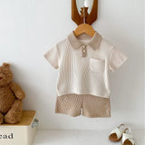 MQTIME  -  Summer Baby Clothes Set Turn Down Collar T-shirt And Shorts 2Pcs For Boys Toddler Tracksuit Outfit