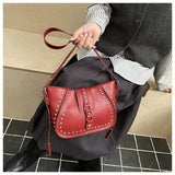  MQTIME  -  American Retro-punk Y2k Metal Rivet PU Leather Cool Messenger Bag Large-capacity Storage Bags Handbag Crossbody Bag Woman Bags
