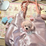 MQTIME  -  Sweet Cool Pink Handbag Women Retro Hot Girls Satin Chic Soft Y2k Bags Ladies Vintage Dog Cute Underarm Bag Aesthetic