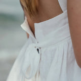 MQTIME  -  Summer Vacation Bow Cotton Linen Dress Girls New Solid Color Casual Baby Girl Sleeveless Loose Linen Beach Straps Dresses