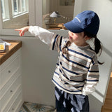 MQTIME  -  Autumn New Children Casual Striped T Shirts Girls Long Sleeve Tops Cotton Baby Shirts Toddler Tee Kids Clothes