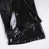 MQTIME  -  Fashion 90s Punk PU Leather Low Rise Pants for Women Gothic Outfits Skinny Flare Pants Club Party Streetwear