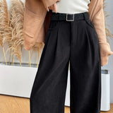 MQTIME  -  Casual Dress Pants Wide-leg Pants All-season Wear Basic Style Stylish Wide-leg Corduroy Trousers Basic Pants S