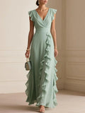 MQTIME  -  Summer New Simple Solid Color Women Sleeveless Dress Elegant V-neck Female Lace Dresses