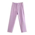 MQTIME  - 2024 New Chic Fashion Woman Pants Office Wear Pants for Women Vintage High Waist Zipper Fly Female Ankle Trousers Mujer Gothic