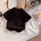 MQTIME  -  2Piece 2025 Summer Baby Boy Clothes Korean Fashion Casual Letter Short Sleeve Black Tops+Shorts Clothings Children's Sets BC2116