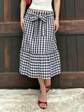 MQTIME  -  Y2k Vintage Plaid Streetwear Low Waist All Match Bow Patchwork Fashion Skirts