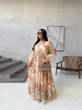 MQTIME  -  Elegant  Women's Print V-neck Long Dress Loose Long Sleeve Patchwork Party Dresses Female Fashion Summer Fall Robe